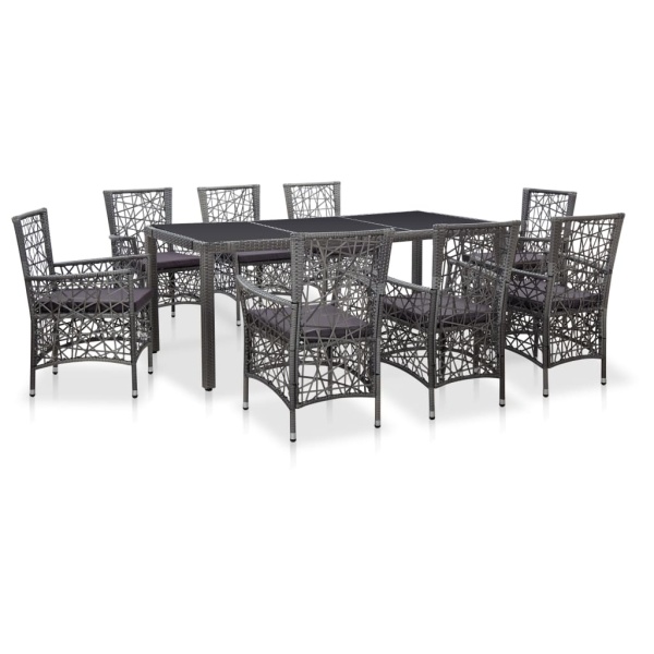 Set Mobilier De Grădină 9 Piese Gri Poliratan 45992